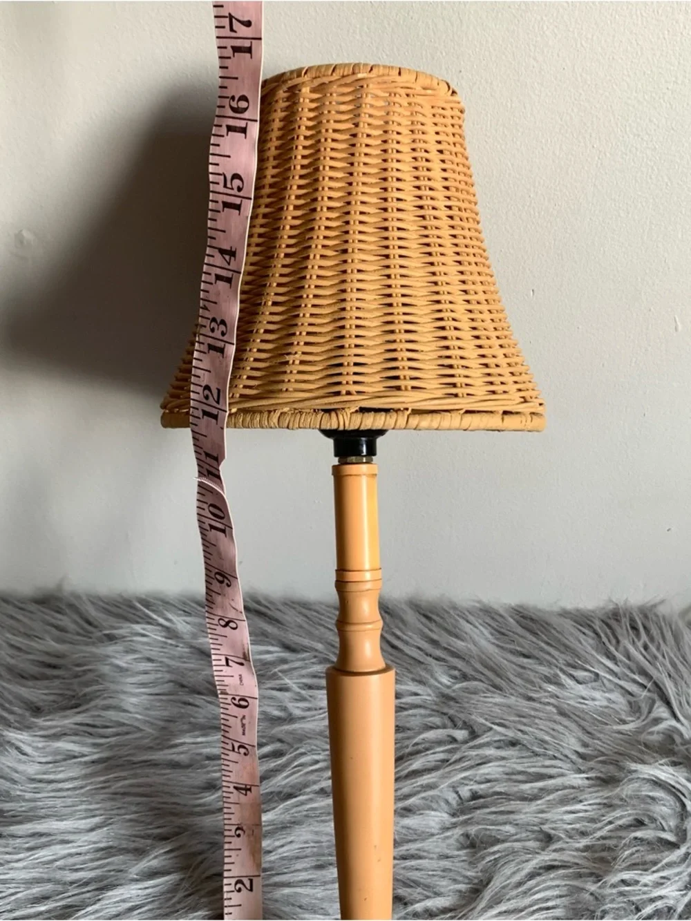 Vintage rattan wicker lampshade lamp